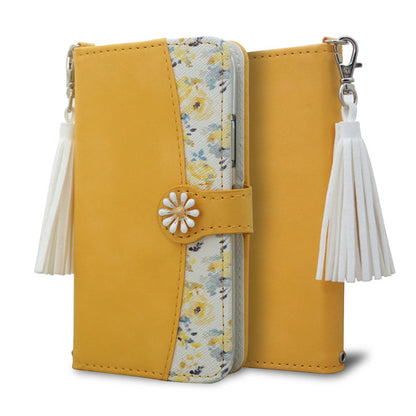 iPhone Air スマホケース 手帳型 フリンジ風 ストラップ付 フラワーデコ