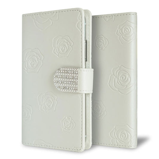 arrows We2 FCG02 au スマホケース 手帳型 Rose＆ラインストーンデコバックル 耐衝撃