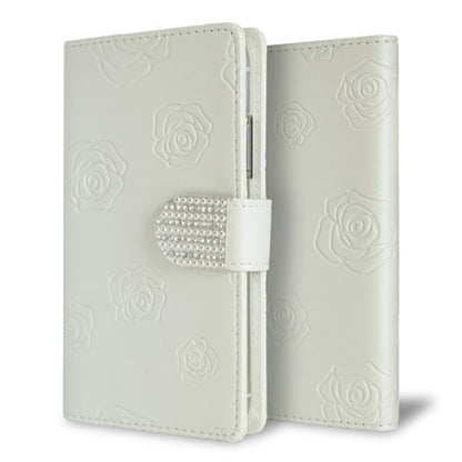 BASIO active SHG09 au スマホケース 手帳型 Rose＆ラインストーンデコバックル 耐衝撃