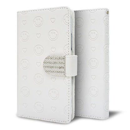 Xperia 10 VI SOG14 au スマホケース 手帳型 ニコちゃん ハート デコ ラインストーン バックル 耐衝撃