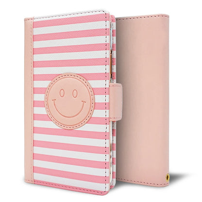 AQUOS sense10 SH-M33 スマホケース 手帳型 ボーダー ニコちゃん スタンド付き