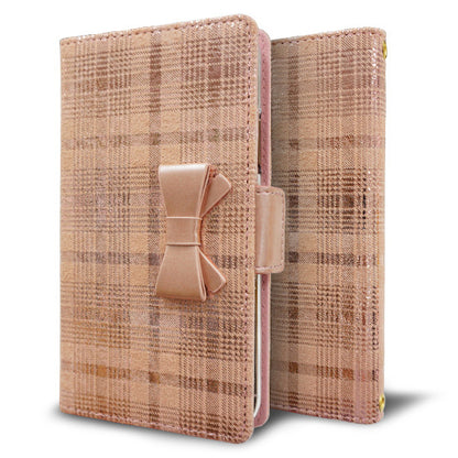 AQUOS wish5 SH-M32 スマホケース 手帳型 リボン キラキラ チェック 耐衝撃