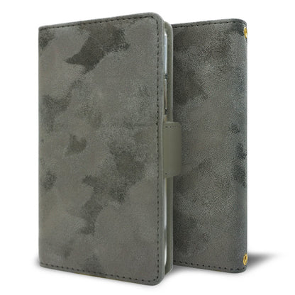 BASIO active3 KYG04 au スマホケース 手帳型 スエード風 ミラー付 スタンド付