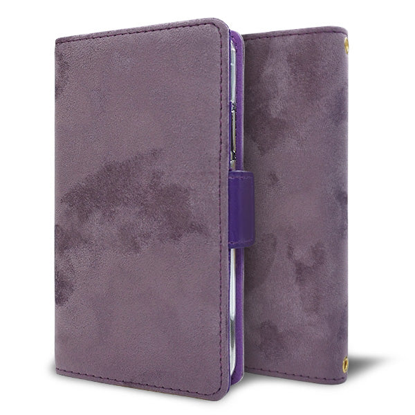 BASIO active3 KYG04 au スマホケース 手帳型 スエード風 ミラー付 スタンド付