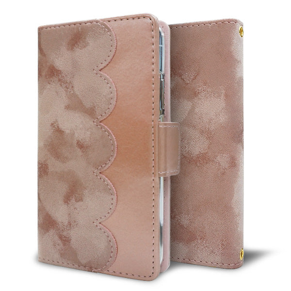 nubia S2R Z6305R 楽天モバイル スマホケース 手帳型 スエード風 ウェーブ ミラー付 スタンド付