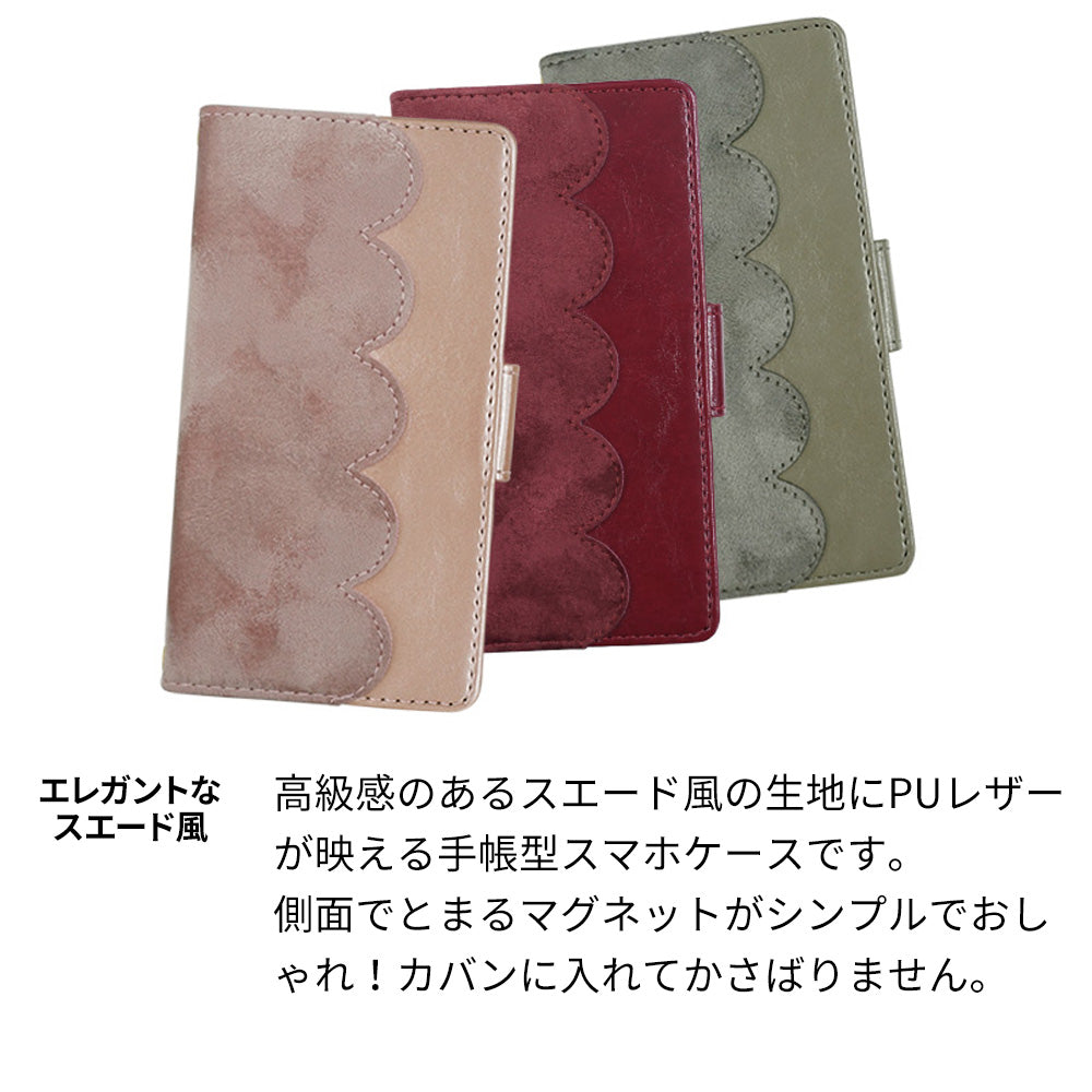 BASIO active3 KYG04 au スマホケース 手帳型 スエード風 ウェーブ ミラー付 スタンド付