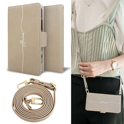 Galaxy Note10 スマホショルダー 【 手帳型 Simple 名入れ 長さ調整可能ストラップ付き 】 耐衝撃