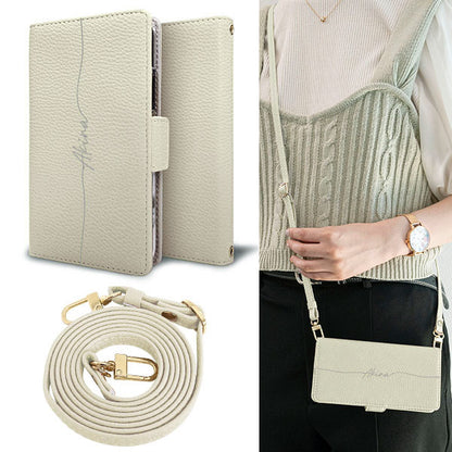 iPhone6 PLUS スマホショルダー 【 手帳型 Simple 名入れ 長さ調整可能ストラップ付き 】 耐衝撃