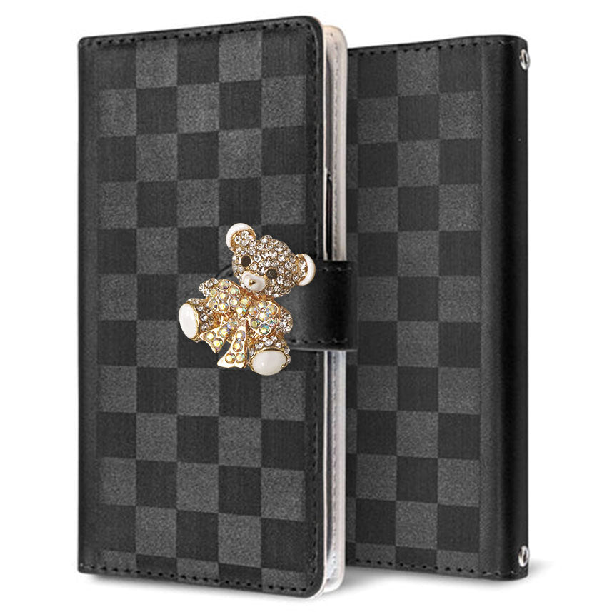 Xperia 1 III SOG03 au かくれ市松模様 手帳型ケース 耐衝撃