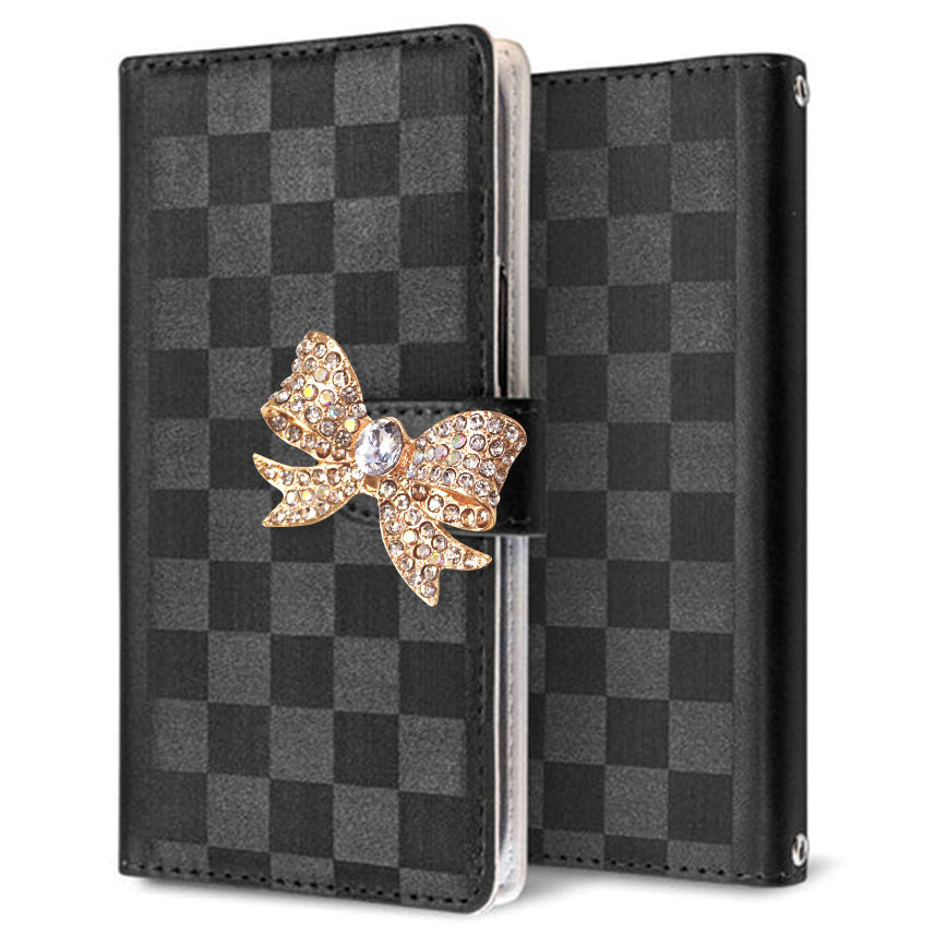 iPhone15 かくれ市松模様 手帳型ケース 耐衝撃