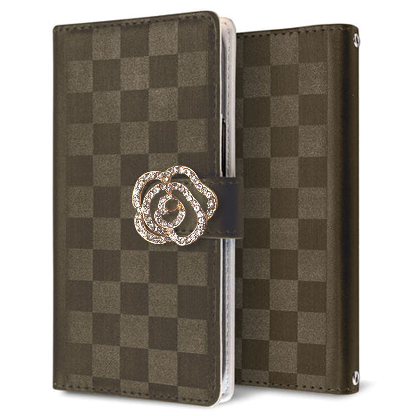 iPhone XS かくれ市松模様 手帳型ケース 耐衝撃