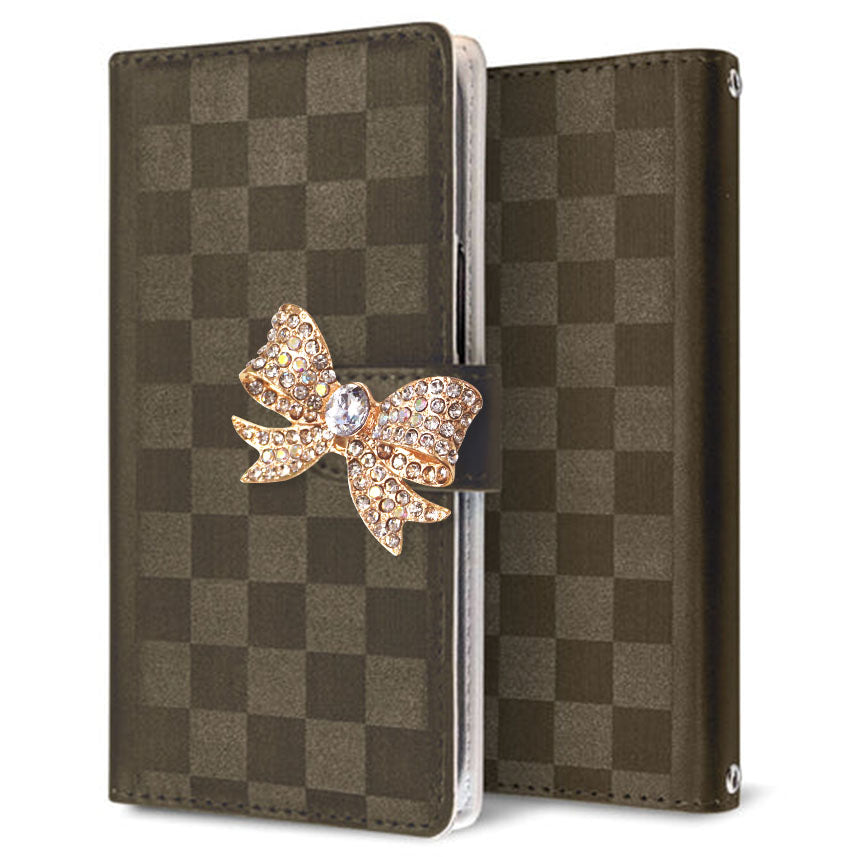 AQUOS R2 706SH SoftBank かくれ市松模様 手帳型ケース 耐衝撃