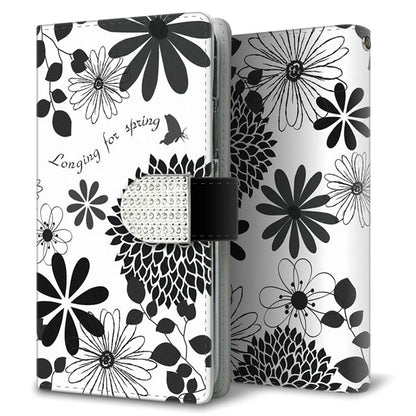 Galaxy S25 SM-S931Z SoftBank モノトーンフラワーキラキラバックル 手帳型ケース 耐衝撃