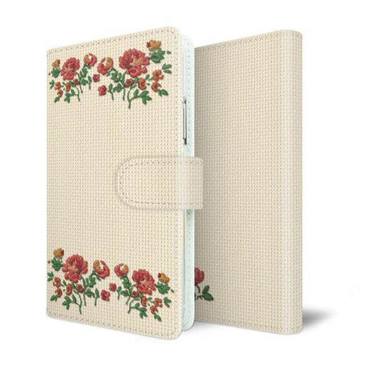 Android One S4 スマホケース 手帳型 全機種対応 花刺繍風 UV印刷 耐衝撃