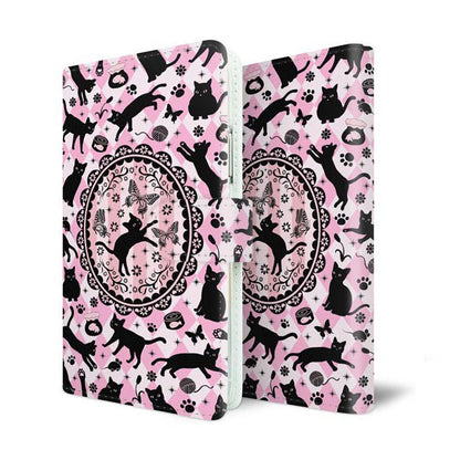 Galaxy S23 FE SCG24 au スマホケース 手帳型 ネコがいっぱいダイヤ柄 UV印刷 耐衝撃