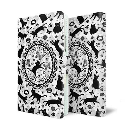 Xperia 5 V SOG12 au スマホケース 手帳型 ネコがいっぱいダイヤ柄 UV印刷 耐衝撃