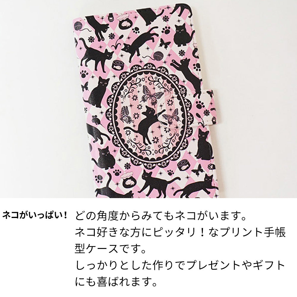 Mi Note 10 Lite スマホケース 手帳型 ネコがいっぱいダイヤ柄 UV印刷