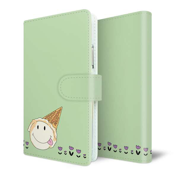 AQUOS R10 SH-51F docomo スマホケース 手帳型 スイーツ ニコちゃん スマイル