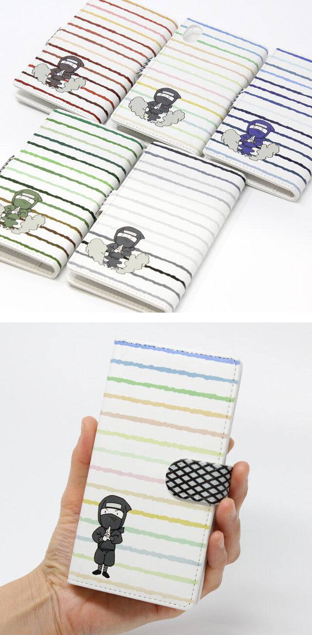 BASIO active2 SHG12 au スマホケース 手帳型 ニンジャ 印刷 忍者 ベルト