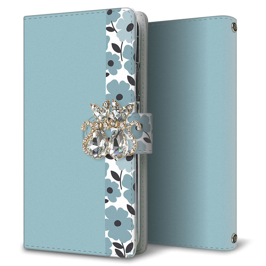 iPhone15 くすみガーデン 大人かわいい プリント手帳型ケース 耐衝撃