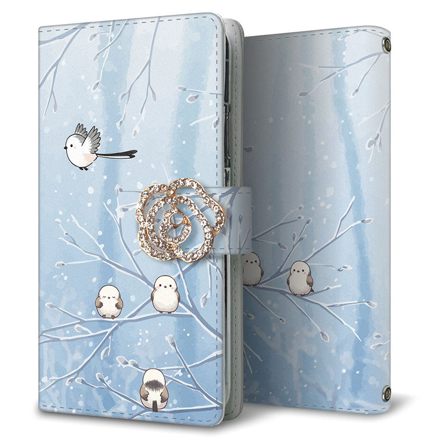 AQUOS Compact SH-02H docomo シマエナガとかわいい時間 プリント手帳型ケース 耐衝撃