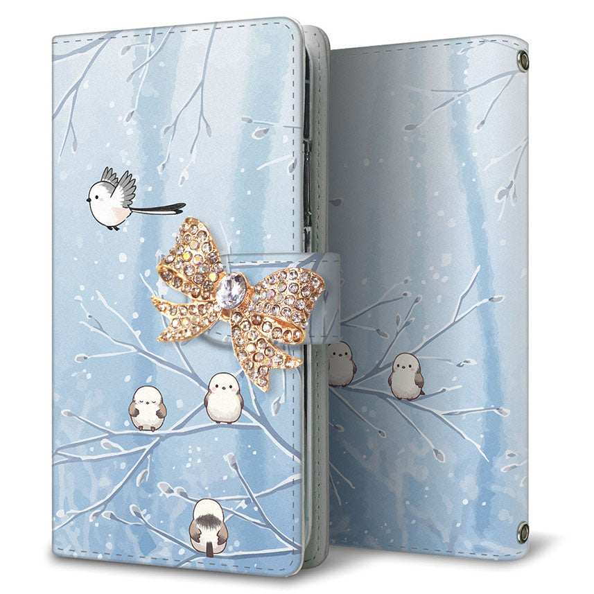 Xperia 5 V SOG12 au シマエナガとかわいい時間 プリント手帳型ケース 耐衝撃