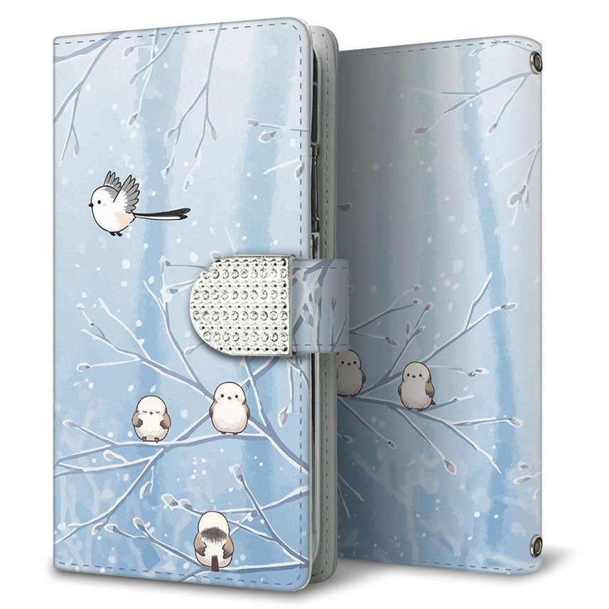 AQUOS wish SHG06 au シマエナガとかわいい時間 プリント手帳型ケース 耐衝撃