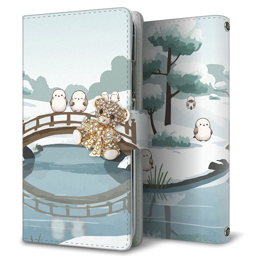 AQUOS wish A104SH Y!mobile シマエナガとかわいい時間 プリント手帳型ケース 耐衝撃