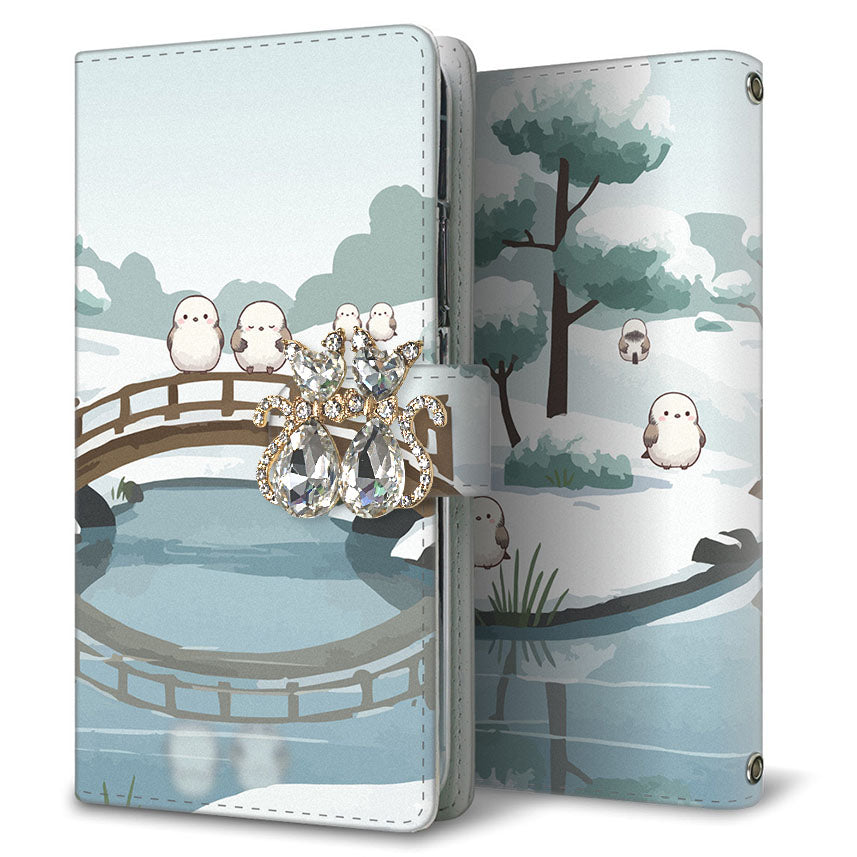 AQUOS wish A104SH Y!mobile シマエナガとかわいい時間 プリント手帳型ケース 耐衝撃