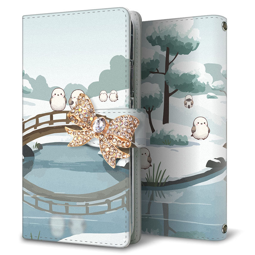 AQUOS wish3 SH-53D docomo シマエナガとかわいい時間 プリント手帳型ケース 耐衝撃