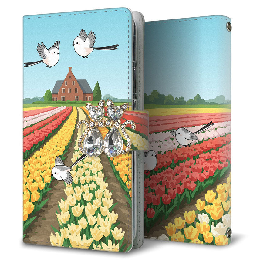 Qua phone QZ KYV44 au シマエナガとかわいい時間 プリント手帳型ケース 耐衝撃