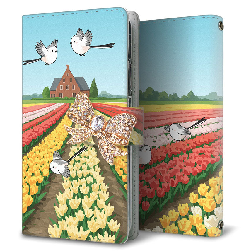 Galaxy S25 SCG31 au シマエナガとかわいい時間 プリント手帳型ケース 耐衝撃