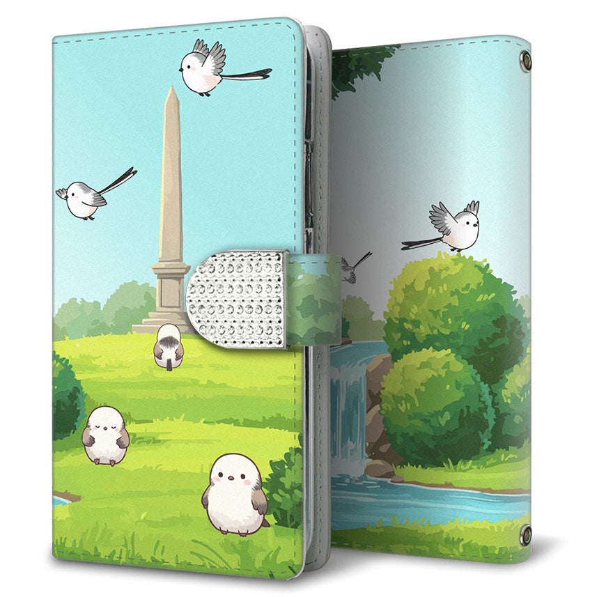 Galaxy S25 SCG31 au シマエナガとかわいい時間 プリント手帳型ケース 耐衝撃