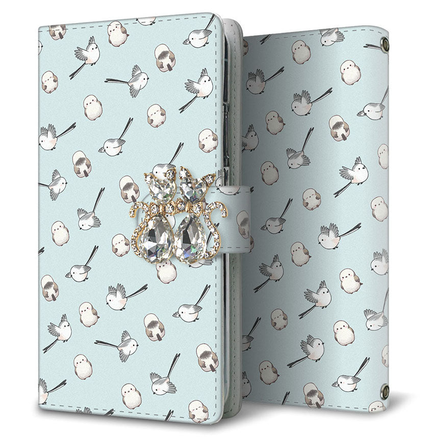 AQUOS wish SHG06 au シマエナガとかわいい時間 プリント手帳型ケース 耐衝撃