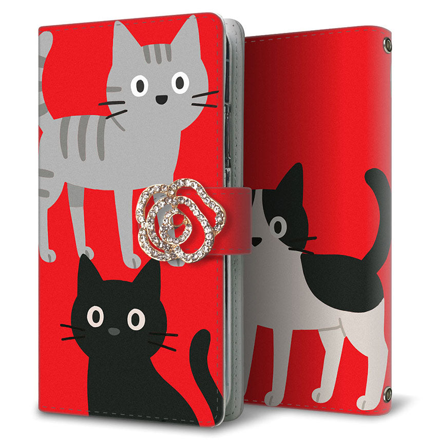 シンプルスマホ3 509SH SoftBank サイレントキャット プリント手帳型ケース 耐衝撃