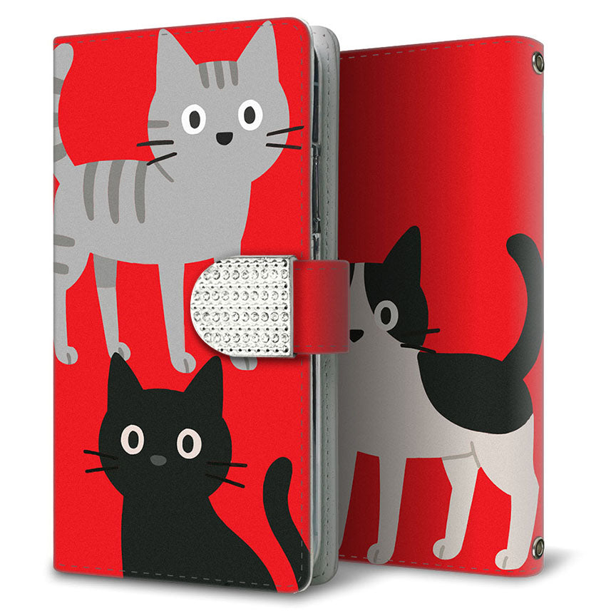 AQUOS sense4 basic A003SH Y!mobile サイレントキャット プリント手帳型ケース 耐衝撃