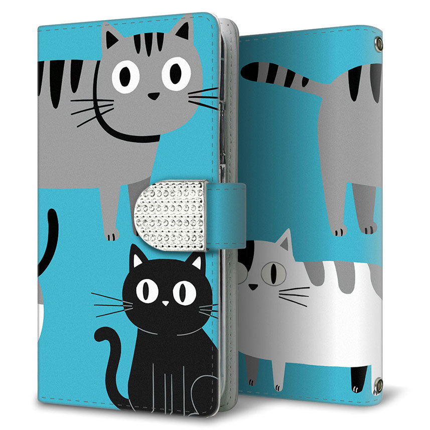 AQUOS wish A104SH Y!mobile サイレントキャット プリント手帳型ケース 耐衝撃