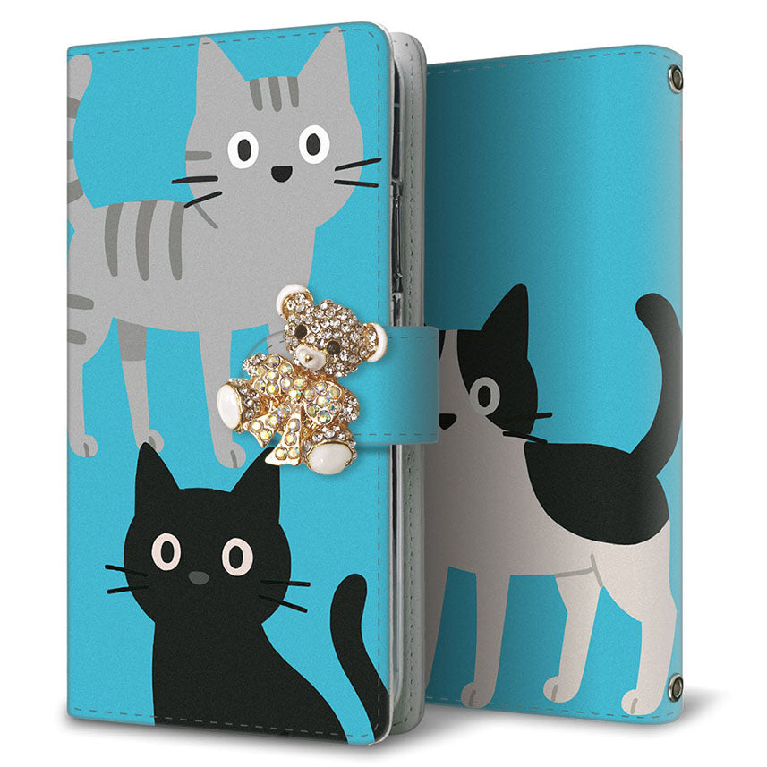 AQUOS wish SHG06 au サイレントキャット プリント手帳型ケース 耐衝撃