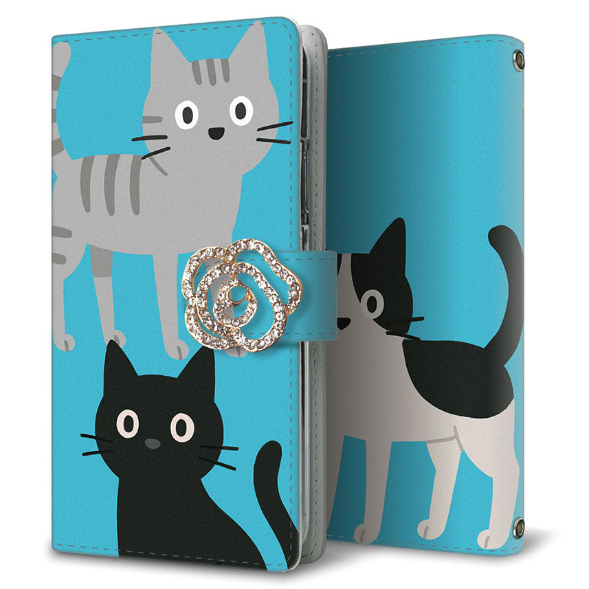 AQUOS R SHV39 au サイレントキャット プリント手帳型ケース 耐衝撃