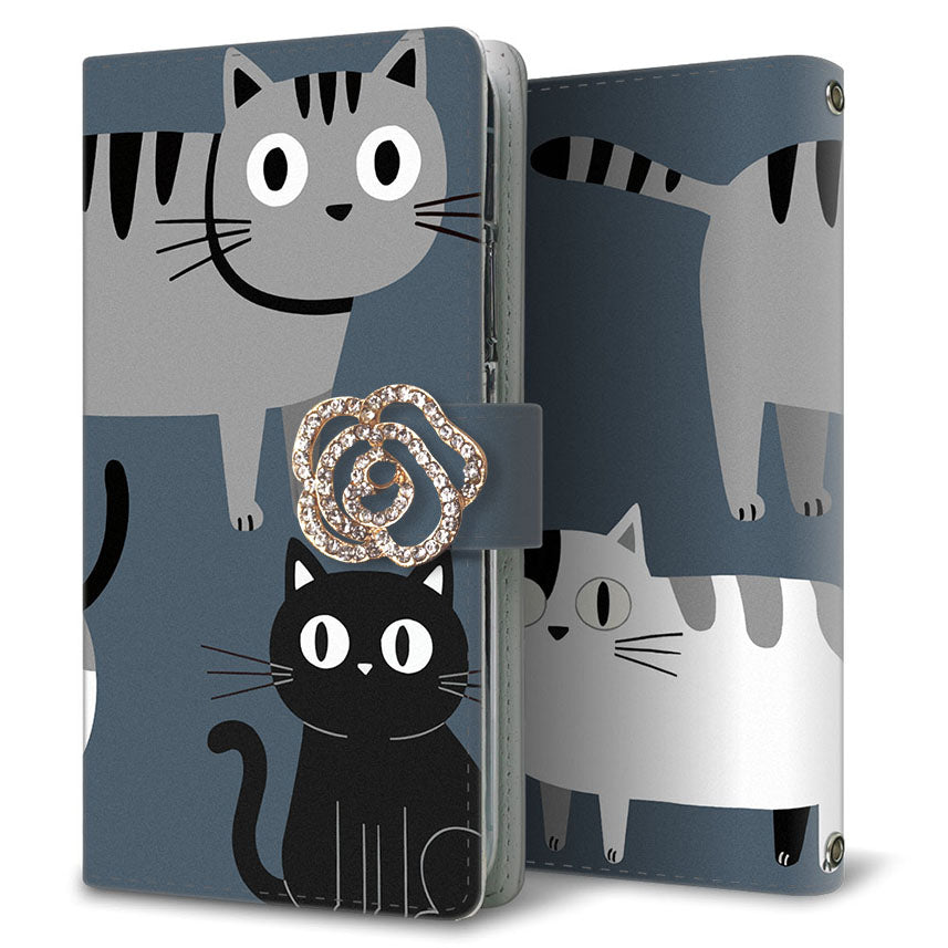 AQUOS wish SHG06 au サイレントキャット プリント手帳型ケース 耐衝撃