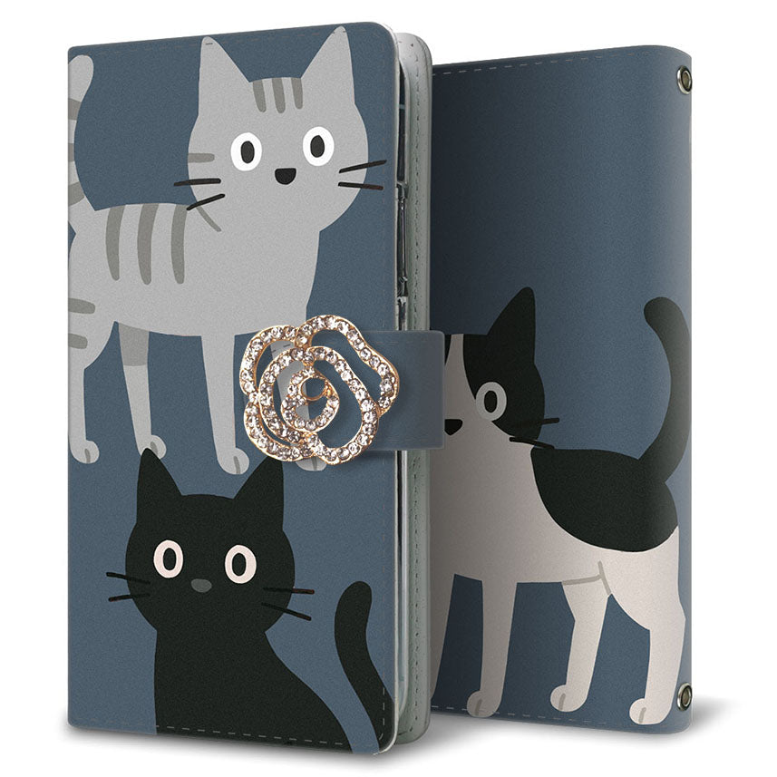 OPPO Reno3 5G SoftBank サイレントキャット プリント手帳型ケース 耐衝撃