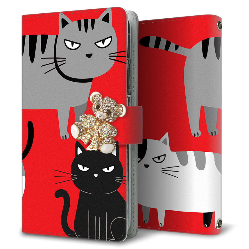 Android One S8 サイレントキャット プリント手帳型ケース 耐衝撃