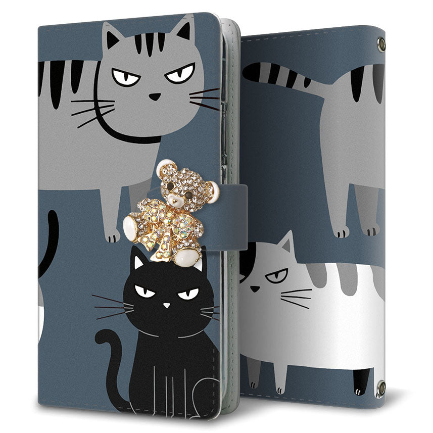 AQUOS wish5 SH-M32 サイレントキャット プリント手帳型ケース 耐衝撃