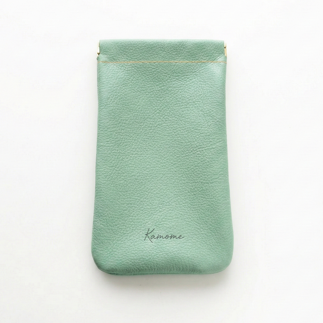 姫路レザー シュリンクレザー ばね口 ポーチ 名入れ