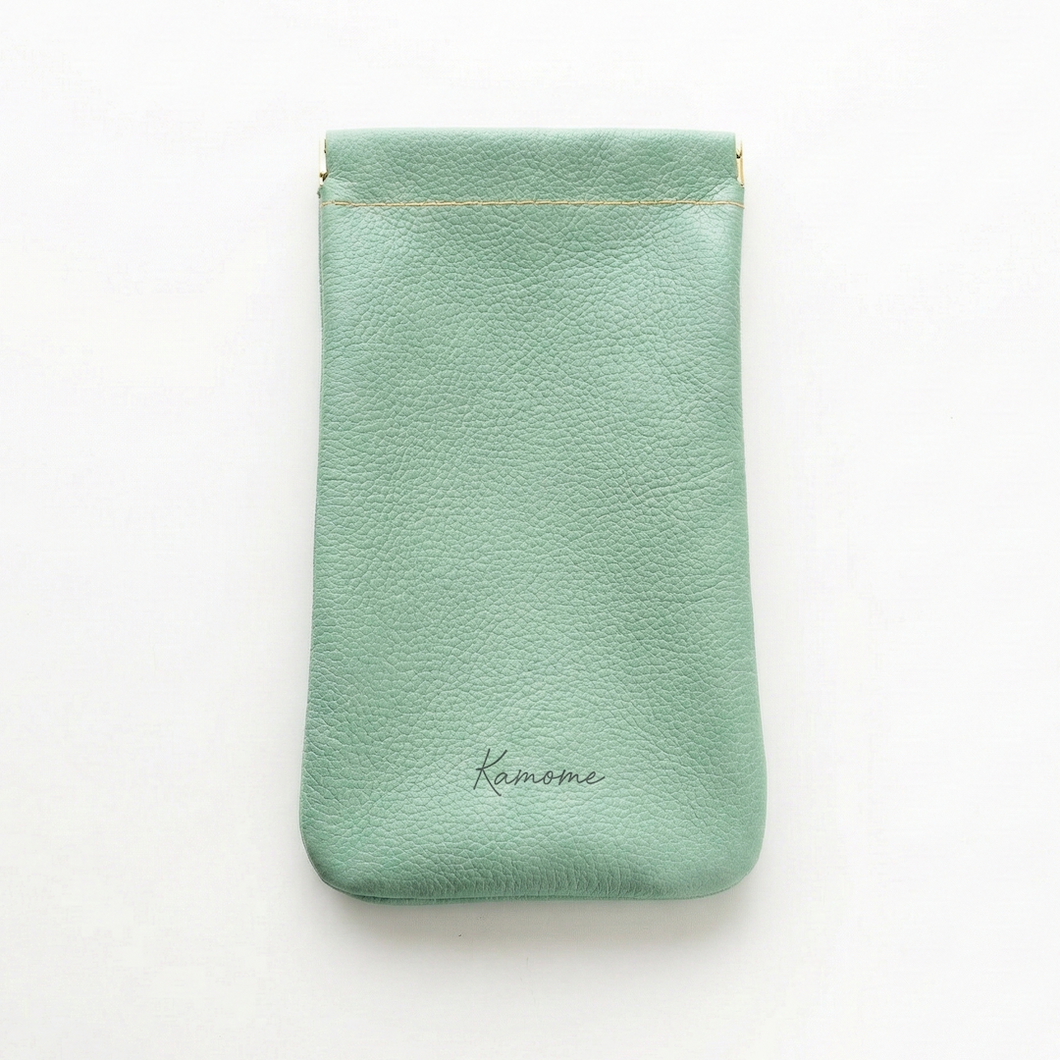 姫路レザー シュリンクレザー ばね口 ポーチ 名入れ