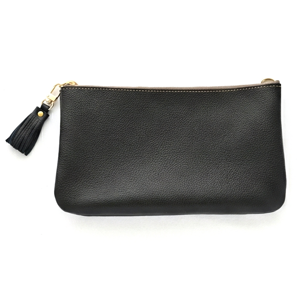 姫路レザー シュリンクレザー 横型ファスナーポシェット