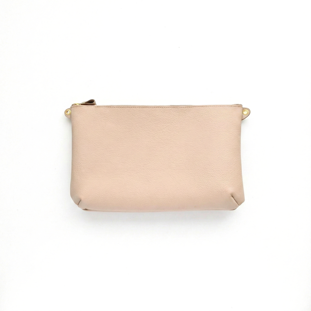 姫路レザー シュリンクレザー 横型マチありファスナーポシェット