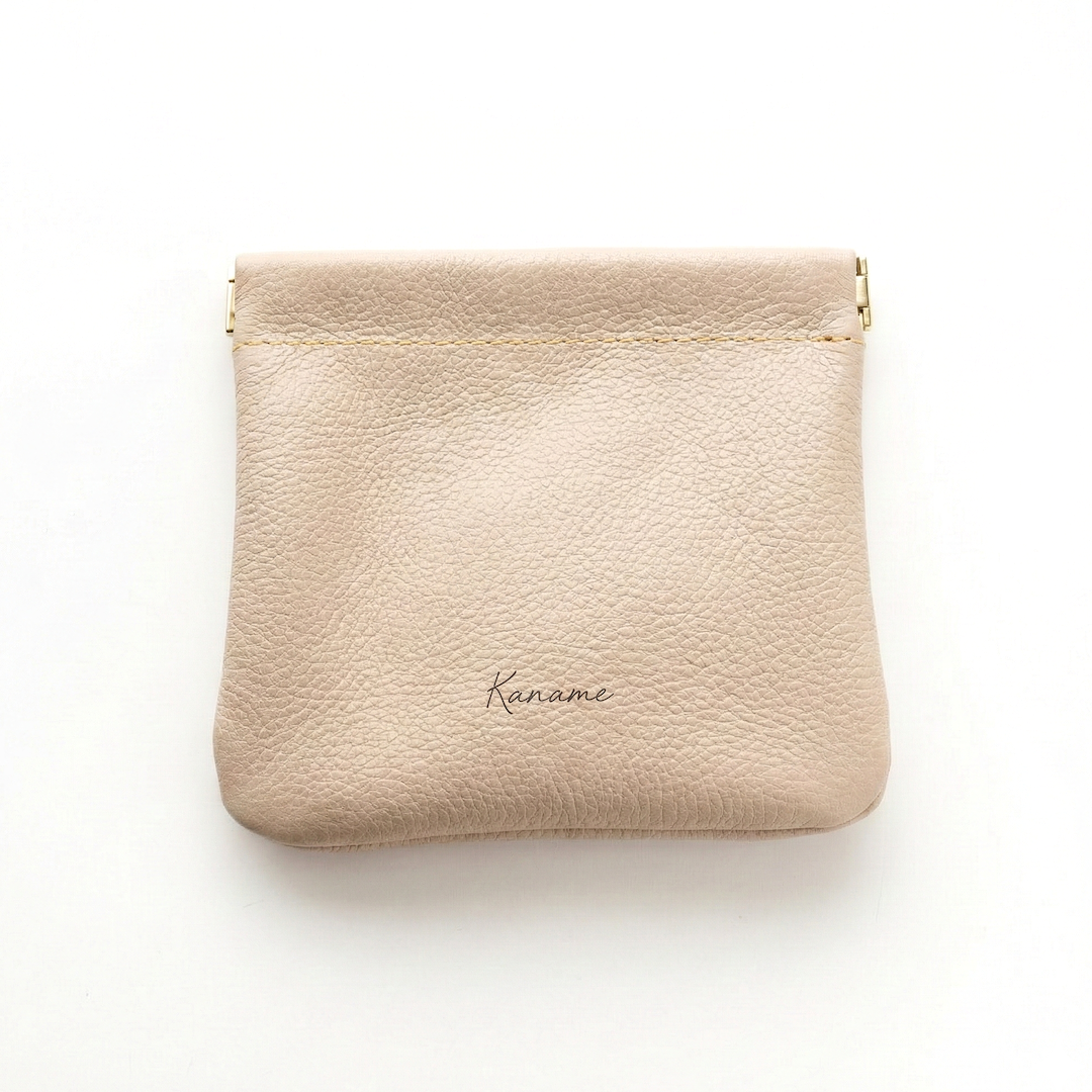 姫路レザー シュリンクレザー ばね口 ポーチ 名入れ