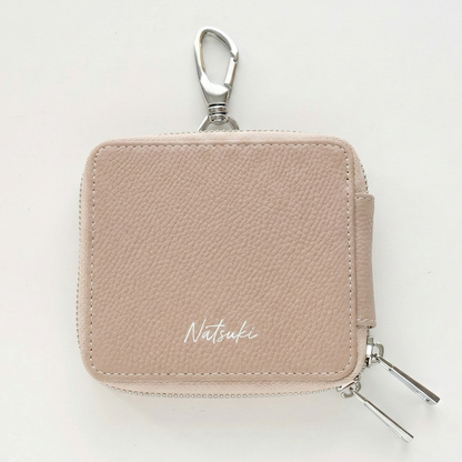 カードポケット付き 横並び 3個収納 スマートキーケース 【 simple 名入れ 】 くすみカラー キーケース クリア窓 カード収納 文字入れ