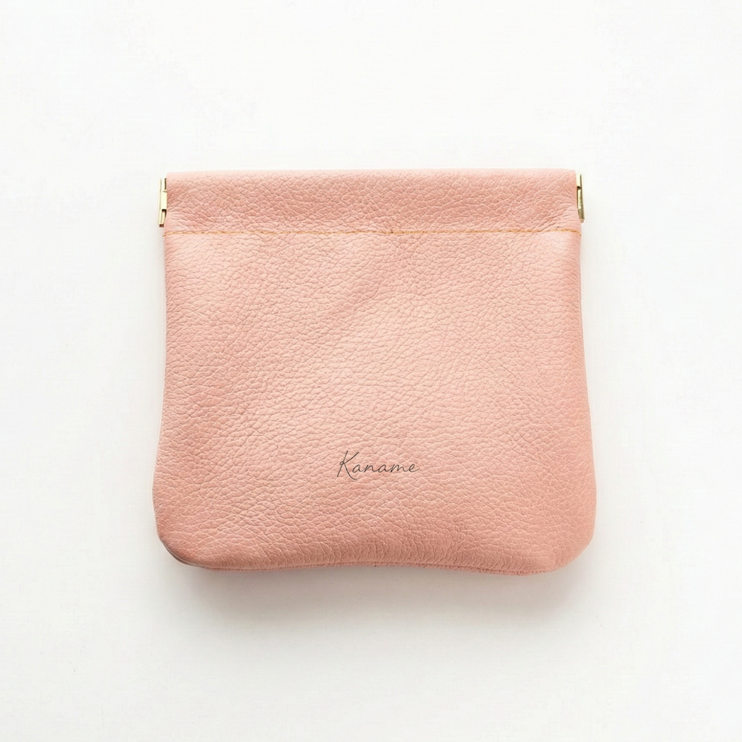 姫路レザー シュリンクレザー ばね口 ポーチ 名入れ